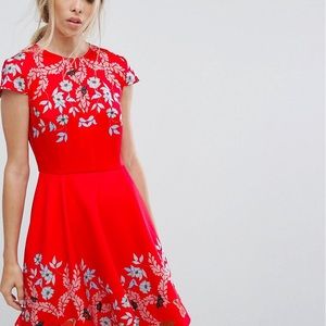 Ted Baker Tuck Sleeve Skater Dress